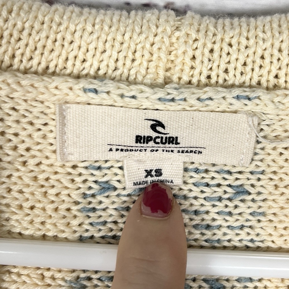 Rip Curl Day Break Poncho Hoodie Women's XS Off White Loose Fit Beachy Woven - Picture 5 of 9